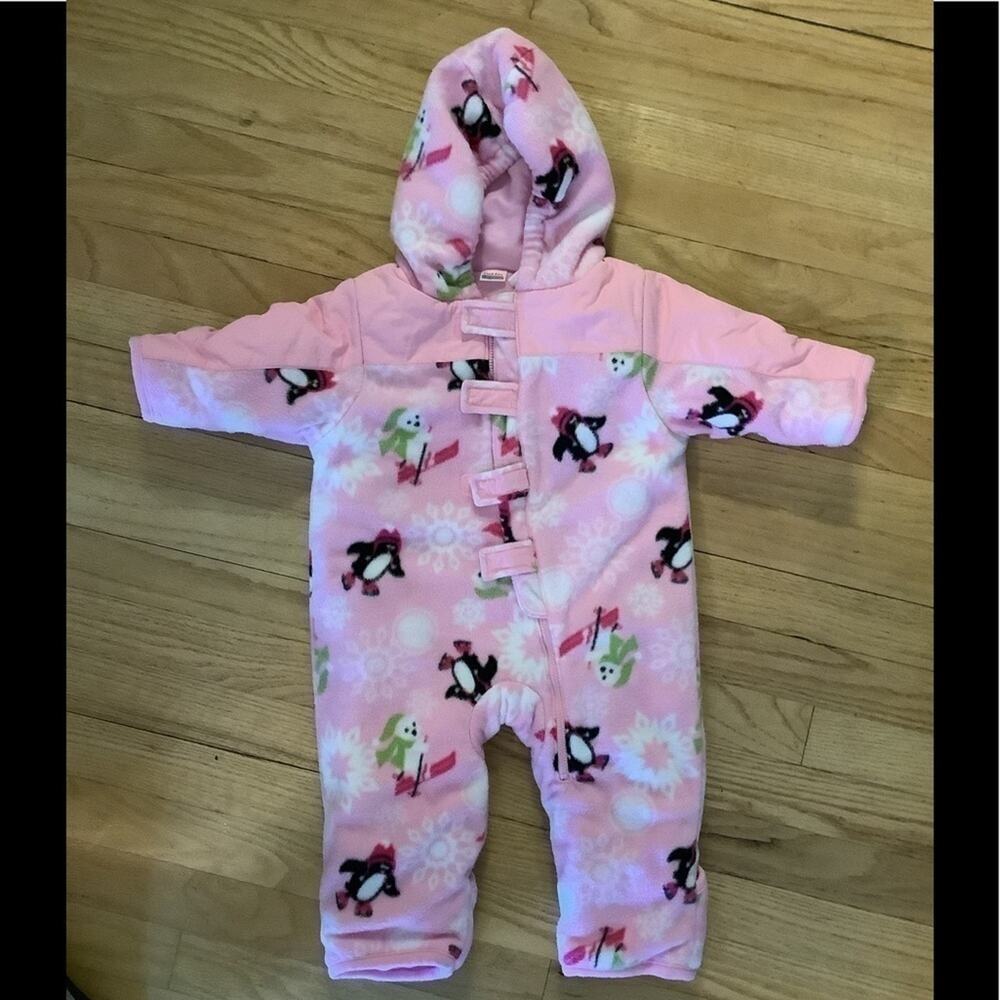 Cuddle bear infant snowsuit pink penguin